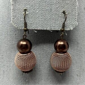 Brown Brass Lantern Globe Inspired Dangle Earrings